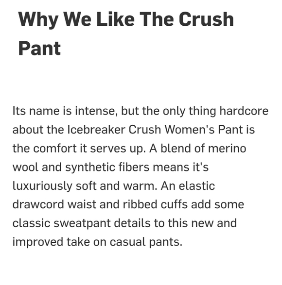 Pristine Icebreaker Crush Women's Merino Wool Jogger Charcoal Gray Size Small - Picture 10 of 11